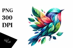 Abstract Vibrant Watercolor Bird PNG Product Image 3