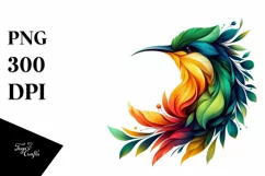 Abstract Vibrant Watercolor Bird PNG Product Image 1