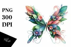 Abstract Vibrant Watercolor Butterfly PNG Product Image 3
