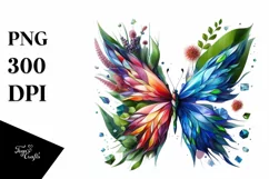 Abstract Vibrant Watercolor Butterfly PNG Product Image 1