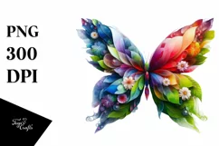 Abstract Vibrant Watercolor Butterfly PNG Product Image 1