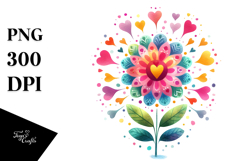 Colorful Heart Petals Boho Flower PNG Product Image 1