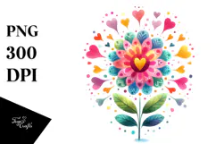 Colorful Heart Petals Boho Flower PNG Product Image 1