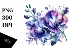 Detailed Sweet Pea Watercolor Splash Product Image 1