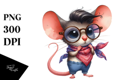 Watercolor Mouse Standing Bandana and Fancy es | Clipart Product Image 1