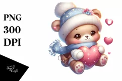 Baby Bear Sleigh Hearts PNG Product Image 1