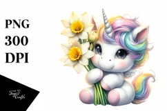 Cute Unicorn with Narcissus | Clipart Product Image 1