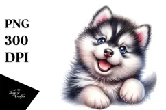 Cute Baby Siberian Husky with Big Eyes, Transparent PNG Product Image 1