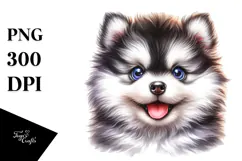Cute Baby Siberian Husky with Big Eyes, Transparent PNG Product Image 1