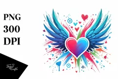 Simple Heart with Wings, High-Res PNG Product Image 1