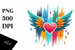 colorful Paintbrush Heart, PNG Product Image 1