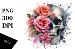 Flower Made of Splashes Skull PNG Product Image 1