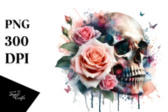 Flower Made of Splashes Skull PNG Product Image 1