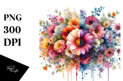 Colorful Flower with Splashes, Transparent PNG Product Image 1