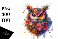 Abstract Vibrant Watercolor Owl PNG Product Image 3