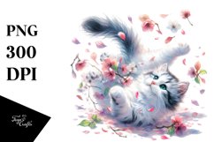 Spring Petals Cat Tumbling Watercolor Product Image 3