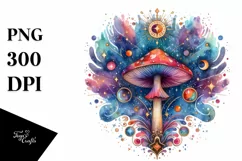 Vibrant Magical Celestial Mushroom, Transparent PNG Product Image 1