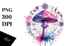 Watercolor Vibrant Magical Celestial Mushroom PNG Product Image 1