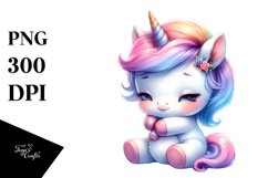Cute Watercolor Unicorn | Clipart Product Image 1