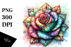 Detailed Vibrant Rose Watercolor PNG Product Image 1