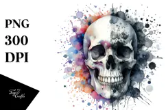 Flower Made of Splashes Skull PNG Product Image 1