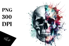 Flower Made of Splashes Skull PNG Product Image 1