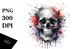 Flower Made of Splashes Skull PNG Product Image 1