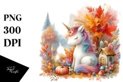 Colorful Pastel Baby Unicorn Autumn Scene Clipart Product Image 3