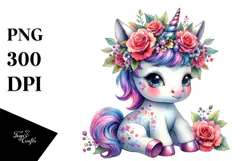 Sitting Baby Unicorn PNG in Style Product Image 1