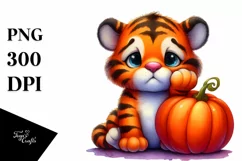 Vibrant Watercolor Whimsical Tiger | Clipart Product Image 1