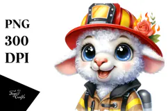 Vibrant Baby Lamb with Firefighter Hat PNG Product Image 1