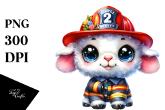 Vibrant Baby Lamb with Firefighter Hat PNG Product Image 1