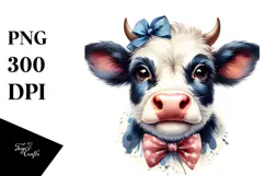 Graceful Cow with Bow and Tie PNG Product Image 1