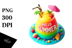 Colorful Frozen Drink with Hello Summer, PNG Product Image 1