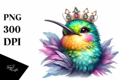 Vibrant Whimsical Hummingbird Portrait Clipart Product Image 1
