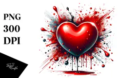 Red Heart Digital Painting PNG Product Image 1