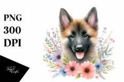 Watercolor Cute Pastel Malinois Puppy Clipart Product Image 1