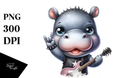 Energetic Baby Hippo Rocker Look PNG Product Image 1