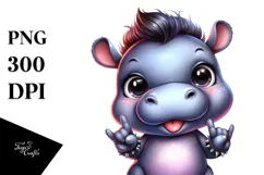 Energetic Baby Hippo Rocker Look PNG Product Image 1