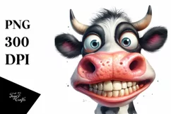 Cow Funny Crazy Cow Portrait | Sublimation | Clipart Product Image 3