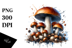 Glossy Mushroom Watercolor, PNG Product Image 1