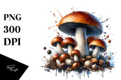 Glossy Mushroom Watercolor, PNG Product Image 1