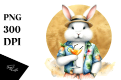 Hipster Bunny Drinking Cocktail PNG Product Image 1