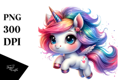 Cute Baby Unicorn with Cool Haircut PNG Product Image 1