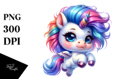 Cute Baby Unicorn with Cool Haircut PNG Product Image 1