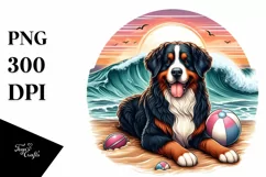 Bernese Mountain Dog Playing in the Sand | Clipart Product Image 3
