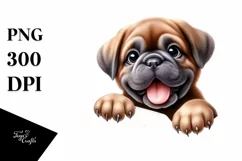 Cute Funny Mastiff Watercolor | Clipart Product Image 1