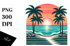 Retro Tropical Beach Sunset PNG Product Image 1
