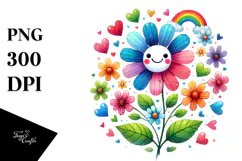 Colorful Smiling Flower Hearts PNG Product Image 1