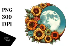 Colorful Sunflowers Half Moon PNG Product Image 1
